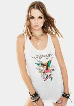 Ed Hardy White Eagle Tank Top Tops
