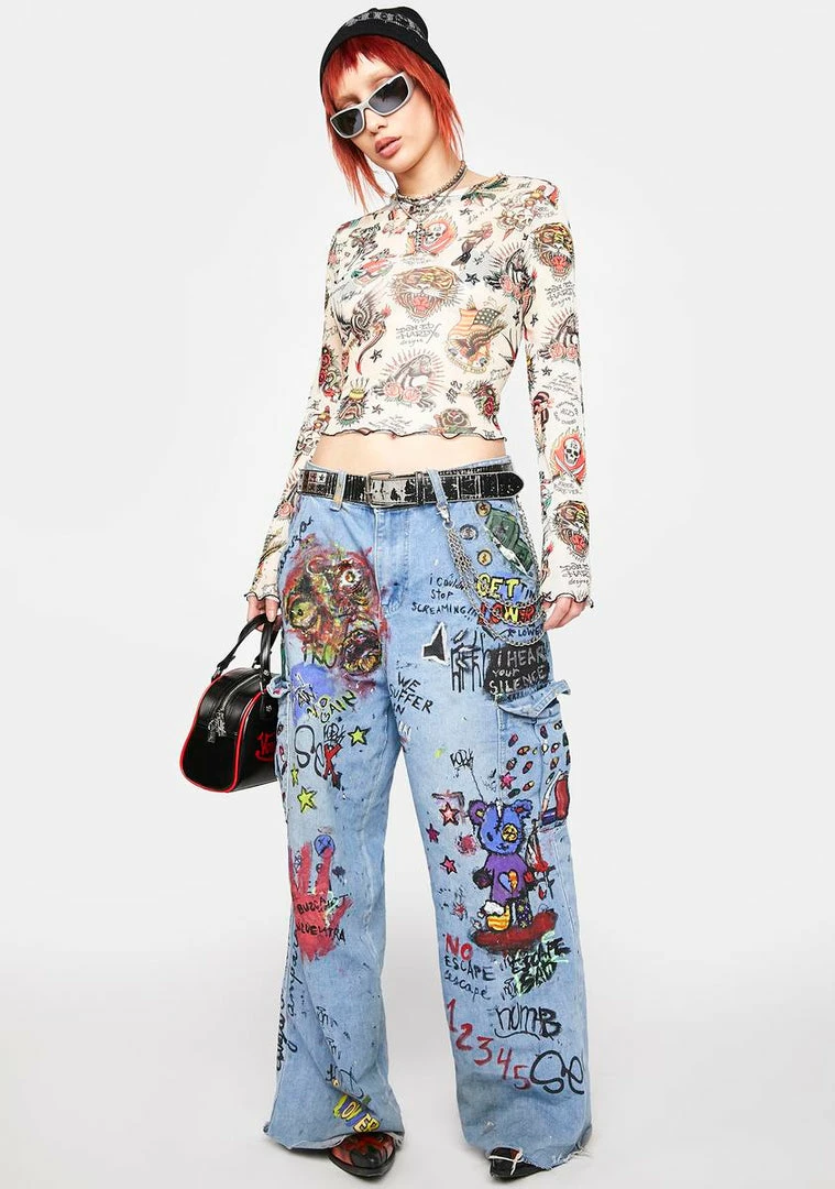 Buy ๐ Ed Hardy Tops Flashboard Print Mesh Long Sleeve Top ๐งจ 5 Ed Hardy Tops Flashboard Print Mesh Long Sleeve Top