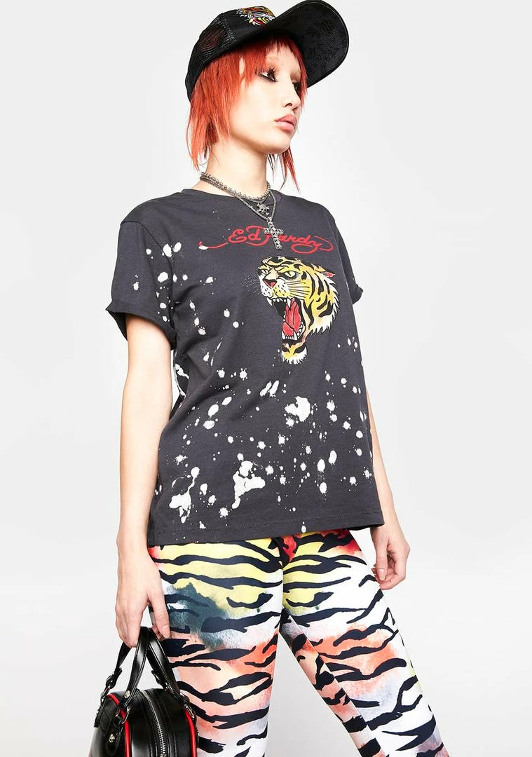 Wholesale π Ed Hardy Tiger Head Bleached Graphic Tee Graphic T-Shirt π 4 Ed Hardy Tiger Head Bleached Graphic Tee Graphic T-Shirt