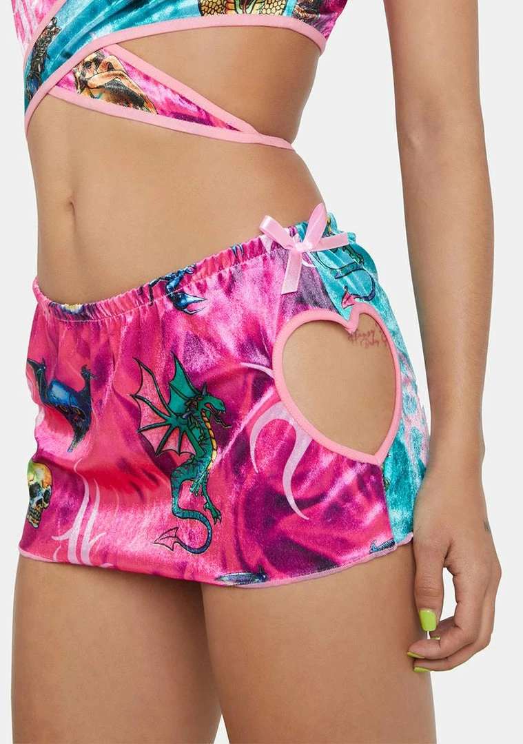 Brand new ❤️ DAMAGE Heart Low Waist Mini 👗 Skirt 🤩 3 DAMAGE Heart Low Waist Mini Skirt