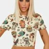 Ed Hardy Flashboard Sport Crew Crop Tee Graphic Crop Top