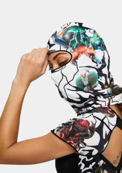 DAMAGE White Abstract Ski Mask Face Masks