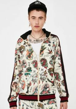 Ed Hardy Slim Fit Embellished Track Jacket Outerwear