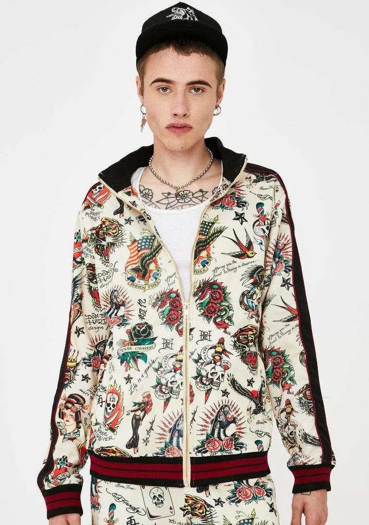 Flash Sale ๐คฉ Ed Hardy Slim Fit Embellished Track Jacket Outerwear ๐ 3 Ed Hardy Slim Fit Embellished Track Jacket Outerwear