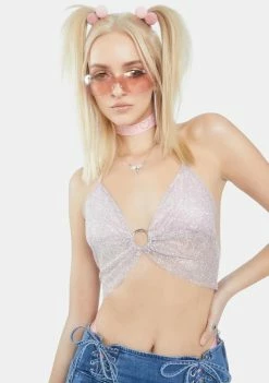 Elsie & Fred Tops Nostalgia Glitter Ring Halterneck Top