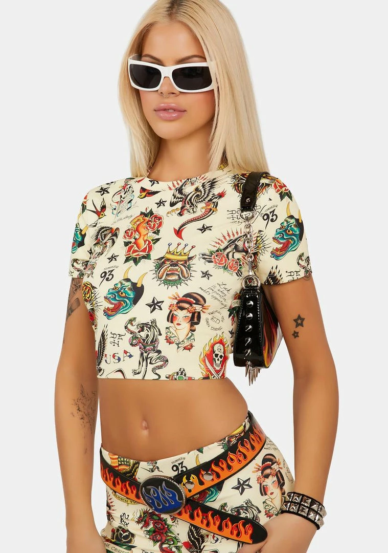 Best reviews of ๐ฅฐ Ed Hardy Flashboard Sport Crew Crop Tee Graphic Crop Top ๐ฏ 5 Ed Hardy Flashboard Sport Crew Crop Tee Graphic Crop Top