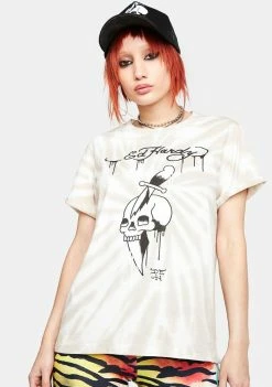 Ed Hardy Tops Dagger Skull Tie Dye Graphic Tee