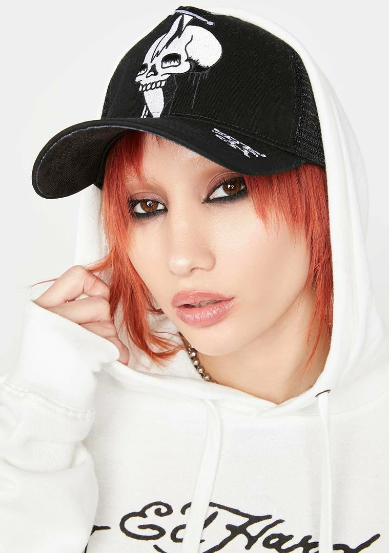 Buy โจ Ed Hardy Hats Skull Trucker Hat ๐ 3 Ed Hardy Hats Skull Trucker Hat