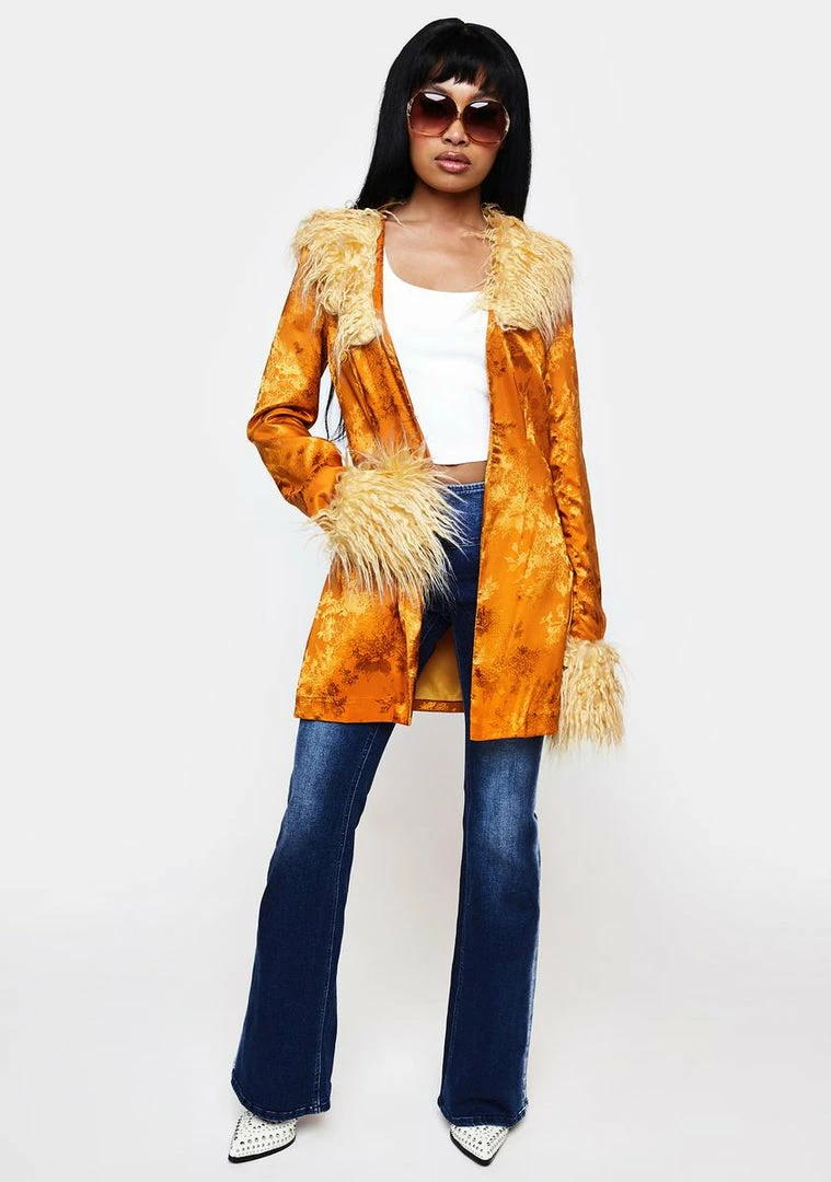 Brand new ๐ Elsie & Fred Gold Marla Satin Jacquard Jacket Outerwear ๐ฅ 5 Elsie & Fred Gold Marla Satin Jacquard Jacket Outerwear