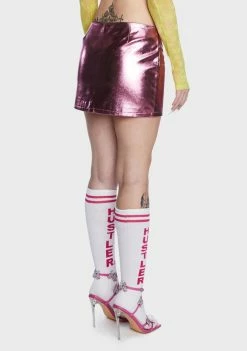 Elsie & Fred Cindy Metallic Low Rise Vegan Leather Mini Skirt