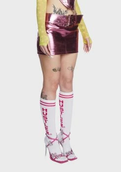 Elsie & Fred Cindy Metallic Low Rise Vegan Leather Mini Skirt