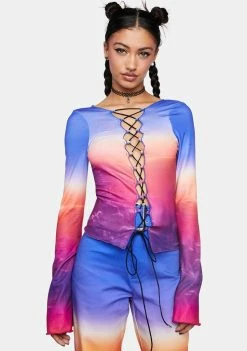 Elsie & Fred Twilight Lace-Up Front Top