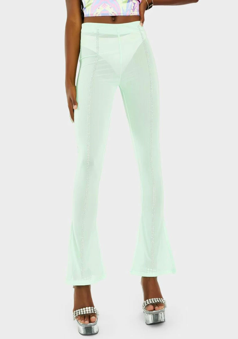 Hot Sale โญ Elsie & Fred Chiquitita Mint Mesh Flare Pants Bottoms ๐ 3 Elsie & Fred Chiquitita Mint Mesh Flare Pants Bottoms