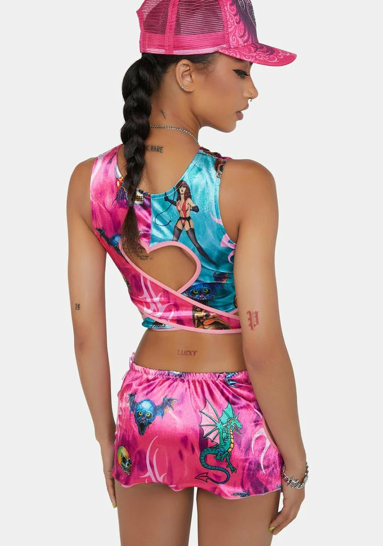 Brand new ❤️ DAMAGE Heart Low Waist Mini 👗 Skirt 🤩 6 DAMAGE Heart Low Waist Mini Skirt