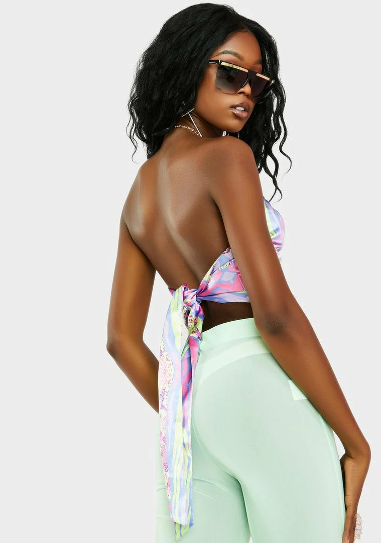 Best Sale 🔥 Elsie & Fred Elevate Satin Tie Back Chain Halter Top ⌛ 6 Elsie & Fred Elevate Satin Tie Back Chain Halter Top