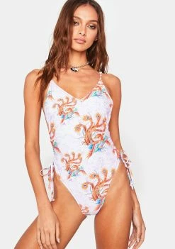 Ed Hardy Graphic Print One Piece Swimsuit