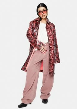 Noize Outerwear Fluo Pink Maya Snakeskin Trench Coat