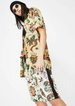 Ed Hardy Bottoms Flash Board Print Track Shorts