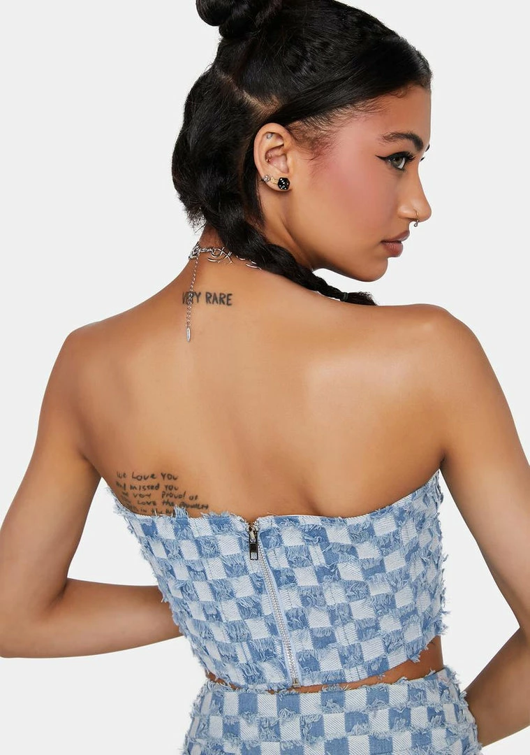 Budget ๐ Elsie & Fred Bulletshot Frayed Denim Y2k Corset Top ๐ 6 Elsie & Fred Bulletshot Frayed Denim Y2k Corset Top