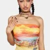 Cheap 🌟 Elsie & Fred Rawhide Cowboy Print Mesh Layered Tube Top 😍 1 Elsie & Fred Rawhide Cowboy Print Mesh Layered Tube Top