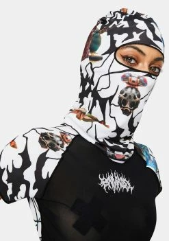 DAMAGE White Abstract Ski Mask Face Masks