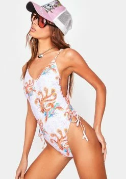 Ed Hardy Graphic Print One Piece Swimsuit