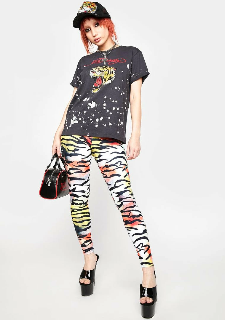 Wholesale π Ed Hardy Tiger Head Bleached Graphic Tee Graphic T-Shirt π 5 Ed Hardy Tiger Head Bleached Graphic Tee Graphic T-Shirt