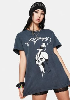 Ed Hardy Tops Dagger Skull Graphic Tee
