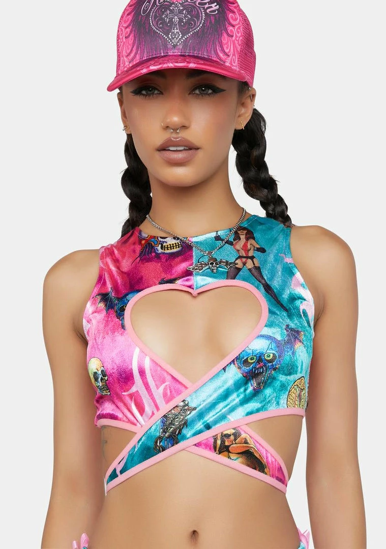 Best deal ✔️ DAMAGE Tops Heart 2 Way Crop Top 👏 3 DAMAGE Tops Heart 2 Way Crop Top