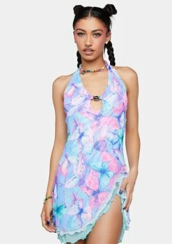 Elsie & Fred Pam Layered Halter Neck Mesh Dress Club Dresses