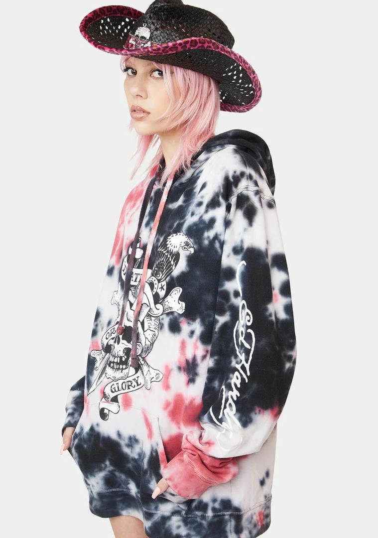 Promo ✨ Ed Hardy Tops Storm Tie Dye Skull Hoodie ⌛ 4 Ed Hardy Tops Storm Tie Dye Skull Hoodie