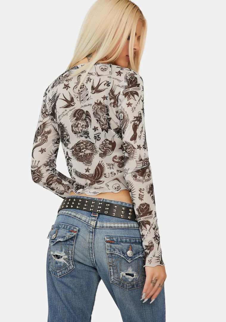 Discount ๐ฏ Ed Hardy Flashboard L/S Power Mesh Top Long Sleeve Crop Top ๐ 6 Ed Hardy Flashboard L/S Power Mesh Top Long Sleeve Crop Top