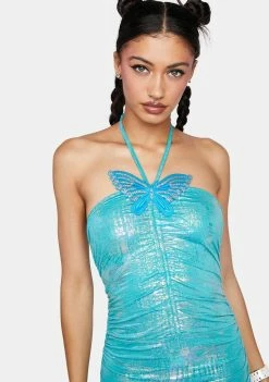 Elsie & Fred I Got You Babe Ruched Lame Mini Dress Club Dresses