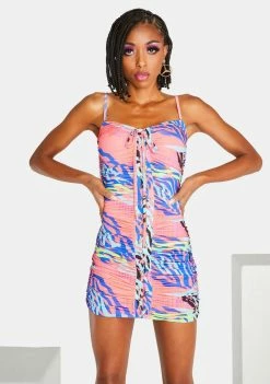 Elsie & Fred Jungle Cat Ronnie Ruched Mini Dress Dresses