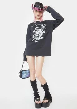 Ed Hardy Rhinestone Death Or Glory Long Sleeve Tee Tops