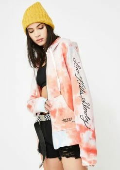 Ed Hardy Panther Roses Tie Dye Hoodie Outerwear