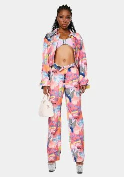 Elsie & Fred Bottoms Empower Print Baggy Denim Jeans