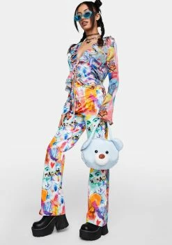 Elsie & Fred Moxie Bootcut Belted Collage Print Jeans