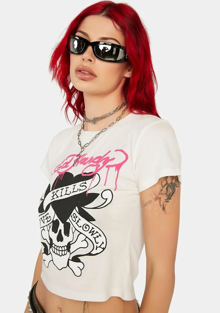 Outlet ๐งจ Ed Hardy Tops Love Kills Slowly Graphic Tee โญ 4 Ed Hardy Tops Love Kills Slowly Graphic Tee