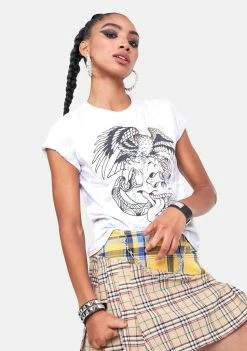 Ed Hardy Tops Off White Tie Dye Graphic Tee