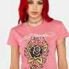 Ed Hardy Flaming Rose Graphic Tee Graphic T-Shirt
