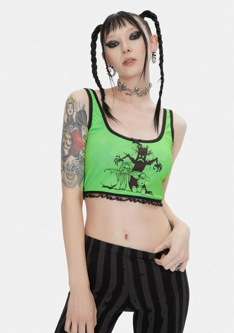 Hot Sale โ DAMAGE X Yenta Yen Green Crop Top ๐งจ 3 DAMAGE X Yenta Yen Green Crop Top